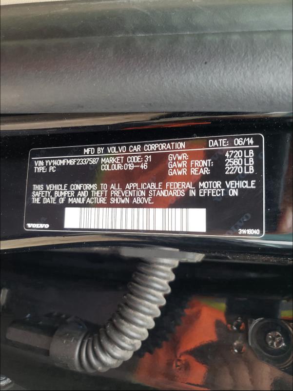 2015 VOLVO S60 PLATIN YV140MFM6F2337587
