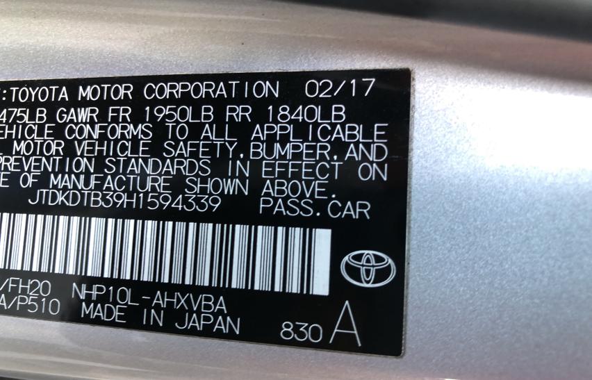 2017 TOYOTA PRIUS C - JTDKDTB39H1594339