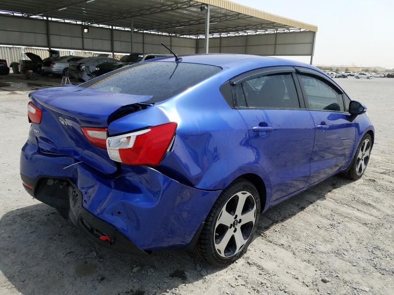 VIN: KNADN4123E6320618 Auction: COPART UAE Lot: 44645071 Location: DUBAI INDUSTRIAL CITY - DUBAI VIN: KNADN4123E6320618 KIA RIO 2014 BLUE Photo 4