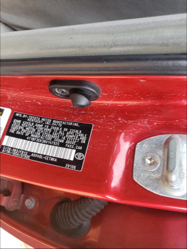 2011 TOYOTA CAMRY-LE 4T1BF3EK3BU147925