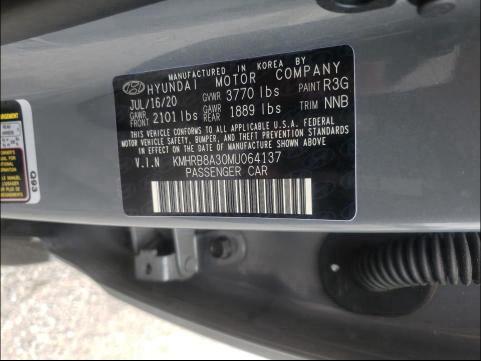 2021 HYUNDAI VENUE SE KMHRB8A30MU064137