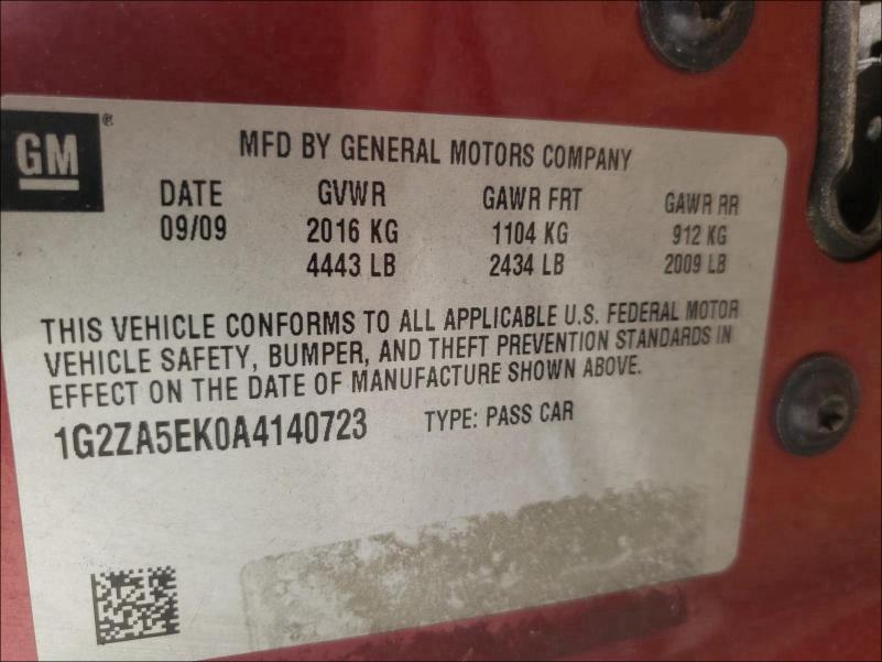 2010 PONTIAC G6 1G2ZA5EK0A4140723