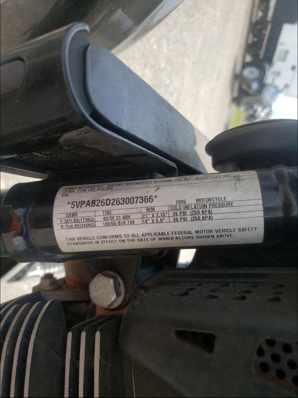 2006 VICTORY MOTORCYCLES VEGAS 8-BA 5VPAB26D263007366