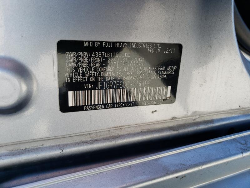 2012 SUBARU IMPREZA WR JF1GR7E60CG214496