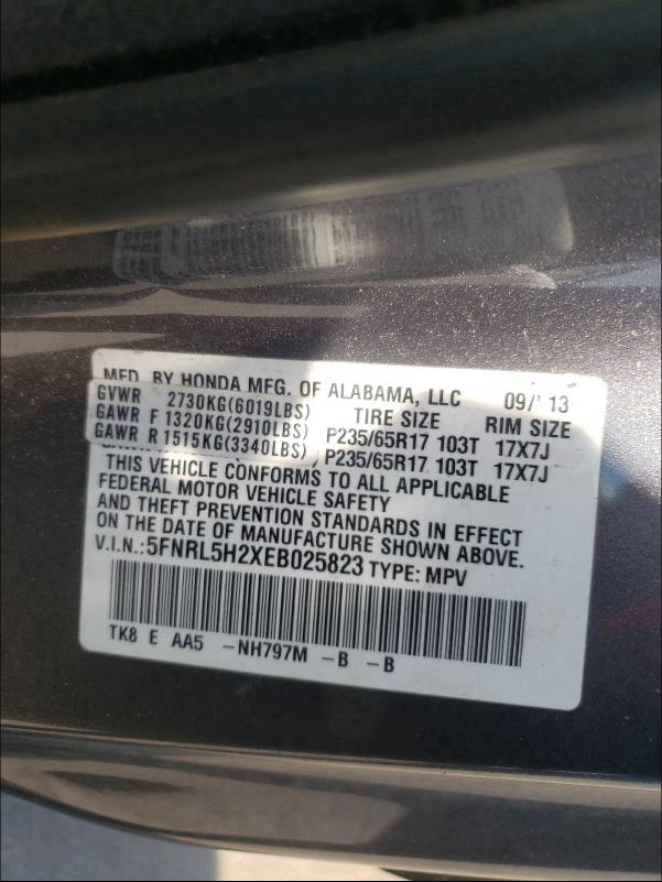 2014 HONDA ODYSSEY LX 5FNRL5H2XEB025823