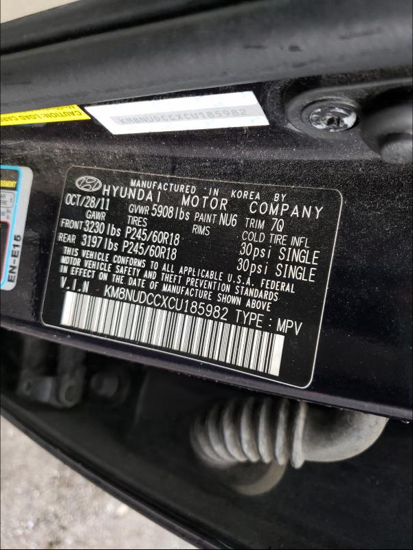 2012 HYUNDAI VERACRUZ G KM8NUDCCXCU185982