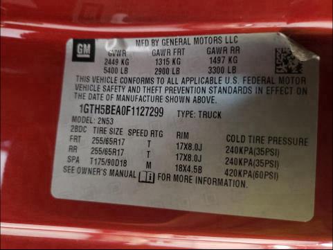 2015 GMC CANYON SLE 1GTH5BEA0F1127299