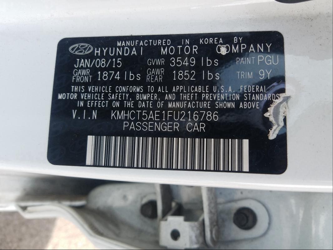 2015 HYUNDAI ACCENT GS KMHCT5AE1FU216786