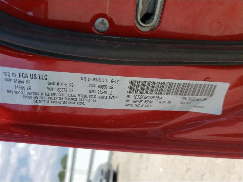 2016 DODGE DART GT SP 1C3CDFGBXGD801814
