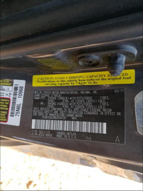 2011 TOYOTA SEQUOIA LI 5TDKY5G1XBS034797