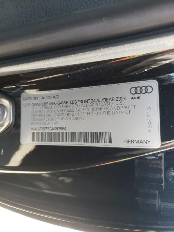 2016 AUDI A3 E-TRON WAUVPBFF8GA092954