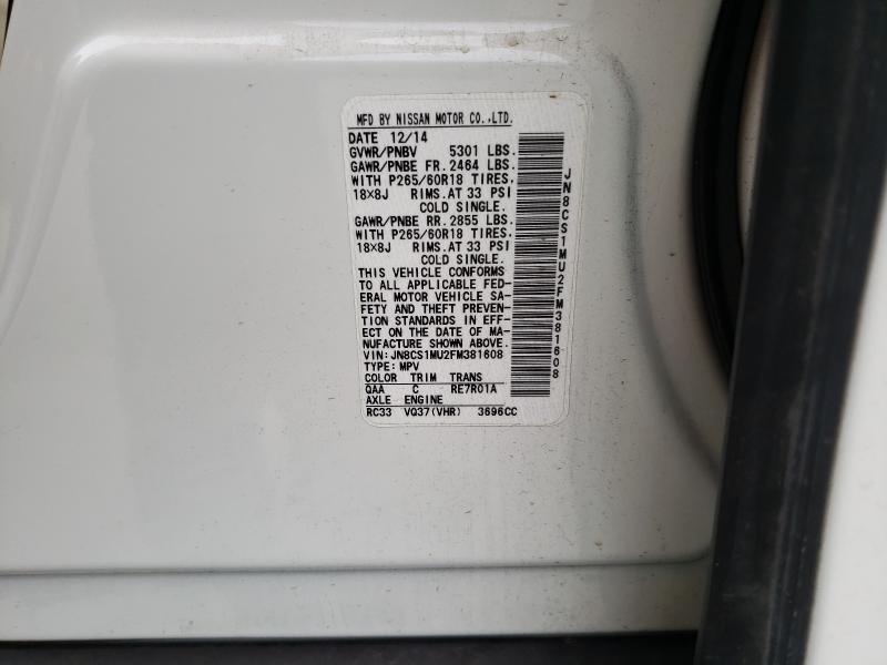 2015 INFINITI QX70 JN8CS1MU2FM381608