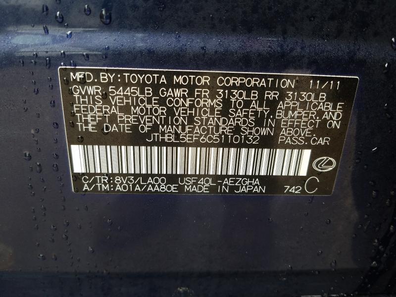 2012 LEXUS LS 460 JTHBL5EF6C5110132