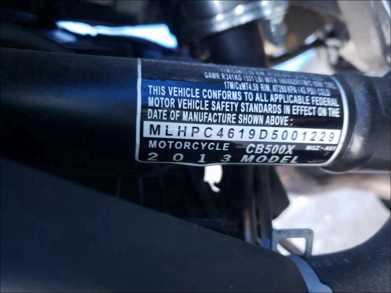 2013 HONDA CB500 X MLHPC4619D5001229