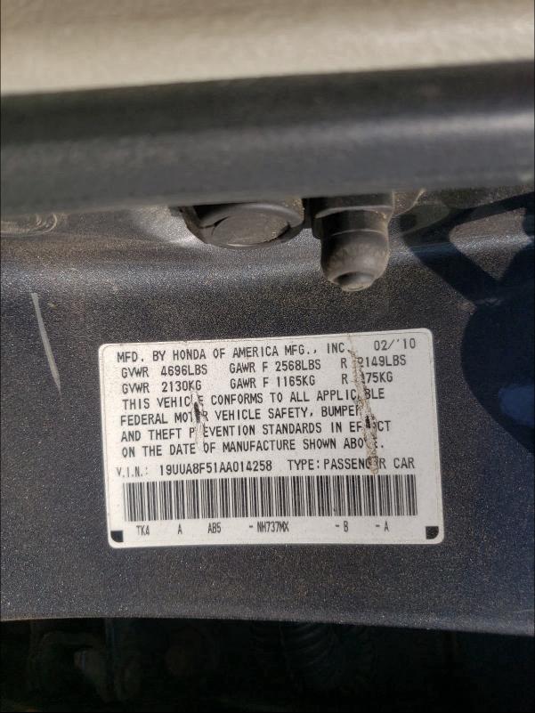 2010 ACURA TL 19UUA8F51AA014258