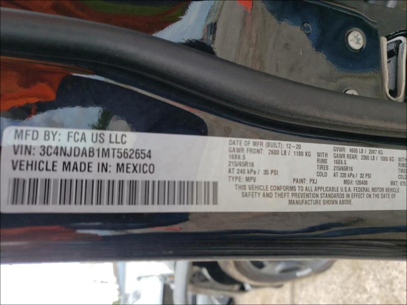 2021 JEEP COMPASS SP 3C4NJDAB1MT562654