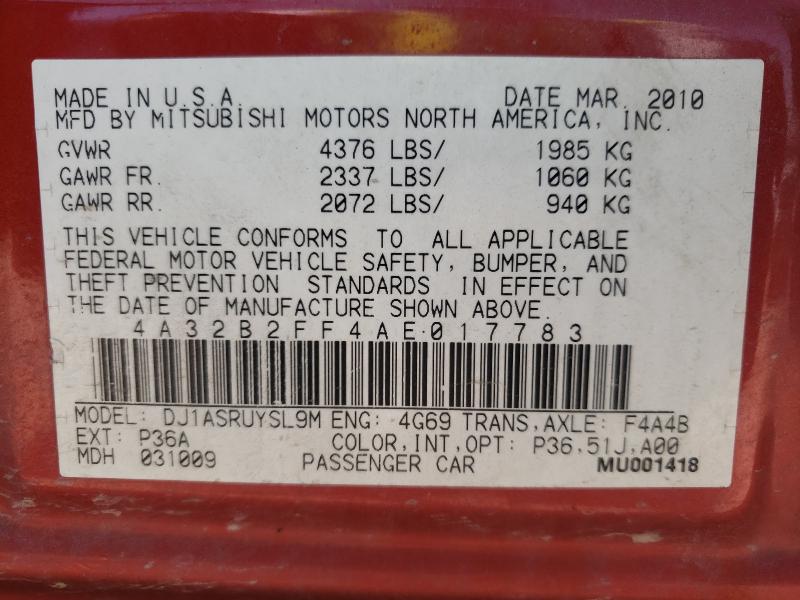 2010 MITSUBISHI GALANT FE 4A32B2FF4AE017783