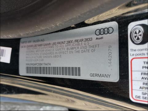 2016 AUDI A7 PREMIUM WAUWGAFC3GN174474
