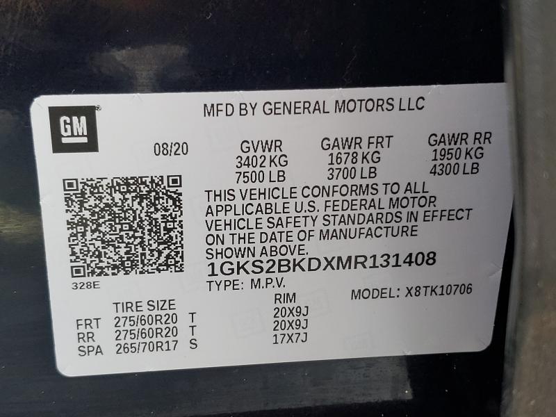 2021 GMC YUKON SLT 1GKS2BKDXMR131408