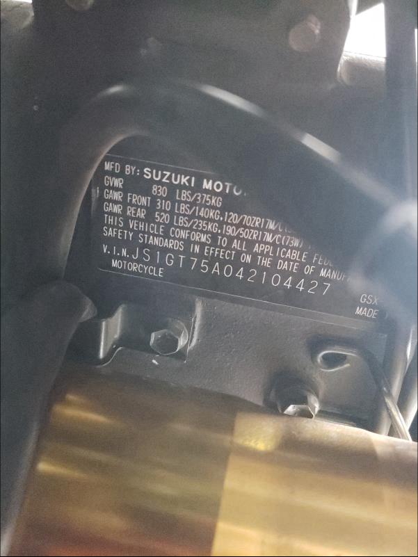 2004 SUZUKI GSX-R1000 JS1GT75A042104427
