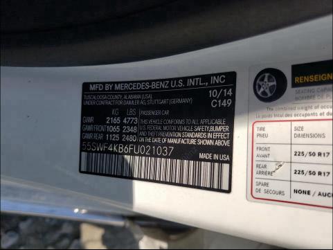 2015 MERCEDES-BENZ C300 55SWF4KB6FU021037