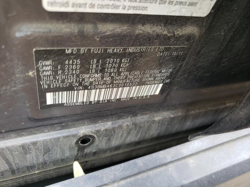 2012 SUBARU LEGACY 4S3BMBA63C3010522