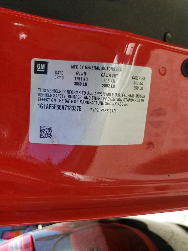 2010 CHEVROLET COBALT 2LT 1G1AF5F56A7183375