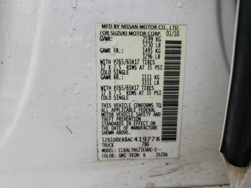 2010 SUZUKI EQUATOR SP 5Z61D0ER8AC419778