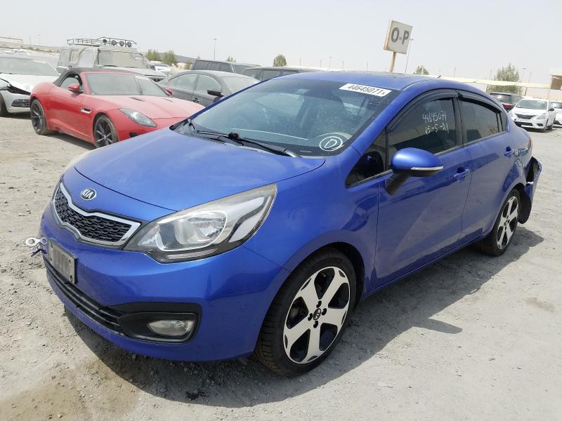VIN: KNADN4123E6320618 Auction: COPART UAE Lot: 44645071 Location: DUBAI INDUSTRIAL CITY - DUBAI VIN: KNADN4123E6320618 KIA RIO 2014 BLUE Photo 2
