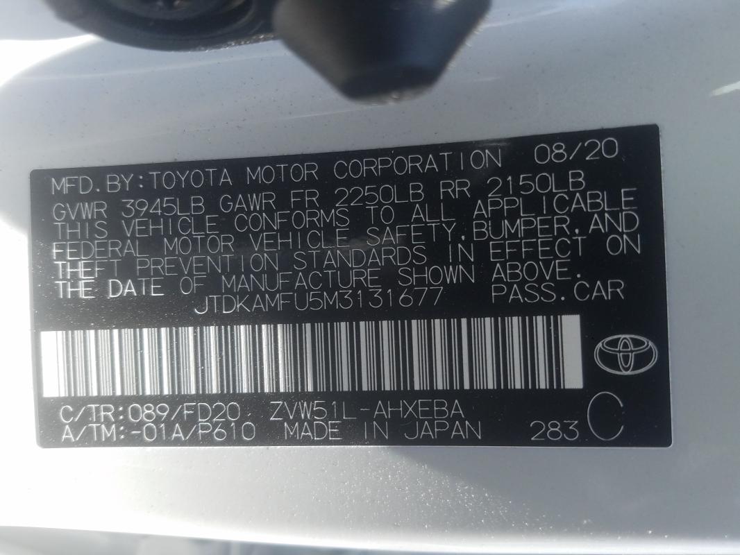 2021 TOYOTA PRIUS SPEC JTDKAMFU5M3131677