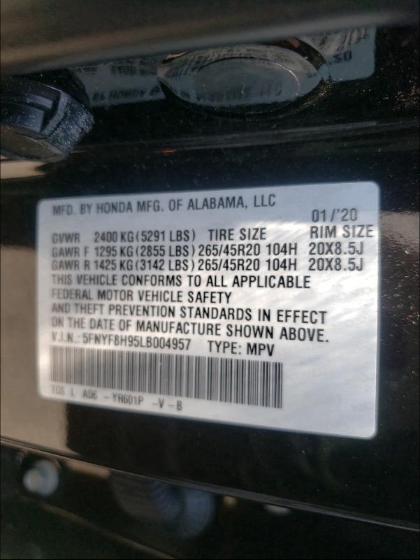 2020 HONDA PASSPORT T 5FNYF8H95LB004957