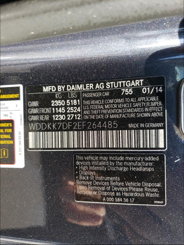 2014 MERCEDES-BENZ E 550 WDDKK7DF2EF264485