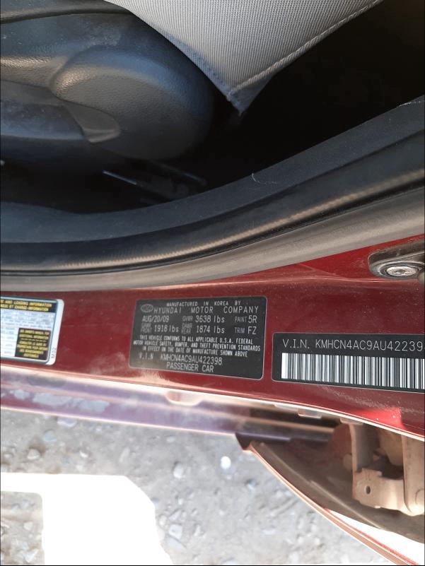2010 HYUNDAI ACCENT GLS KMHCN4AC9AU422398