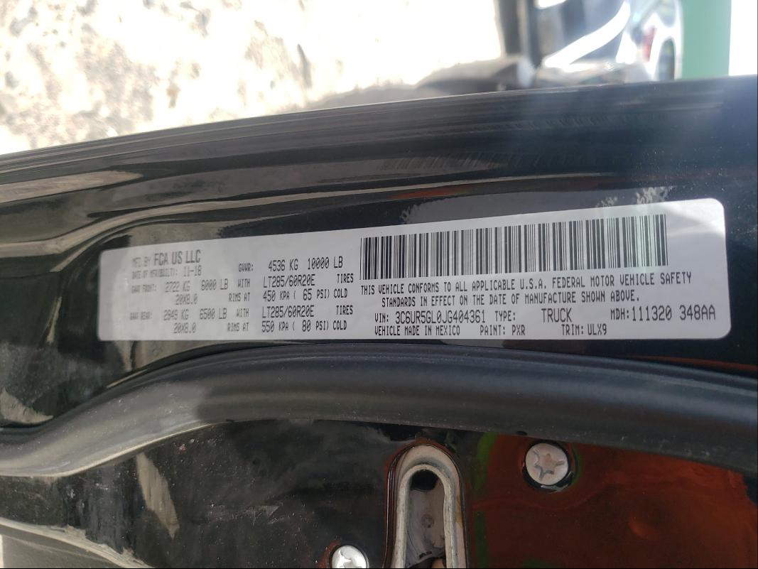 2018 RAM 2500 LONGH 3C6UR5GL0JG404361