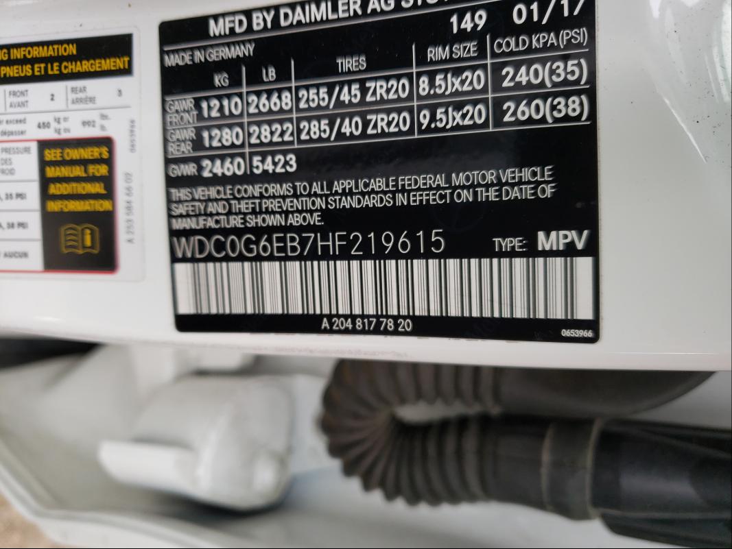 2017 MERCEDES-BENZ GLC 43 4MA WDC0G6EB7HF219615