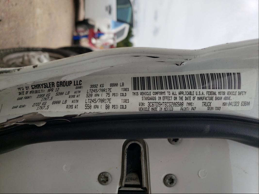 2012 DODGE RAM 2500 S 3C6TD5HT6CG206508