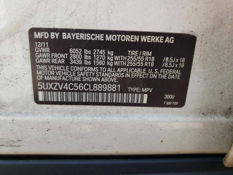 2012 BMW X5 XDRIVE3 5UXZV4C56CL889881