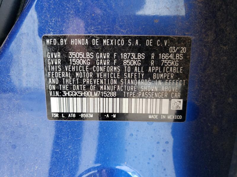 2020 HONDA FIT EXL 3HGGK5H90LM715288