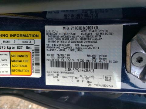 2017 LINCOLN MKZ RESERV 3LN6L5F92HR636303