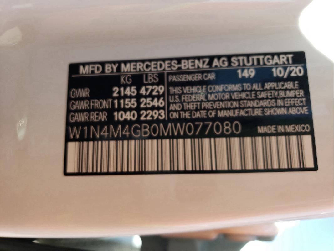 2021 MERCEDES-BENZ GLB 250 W1N4M4GB0MW077080