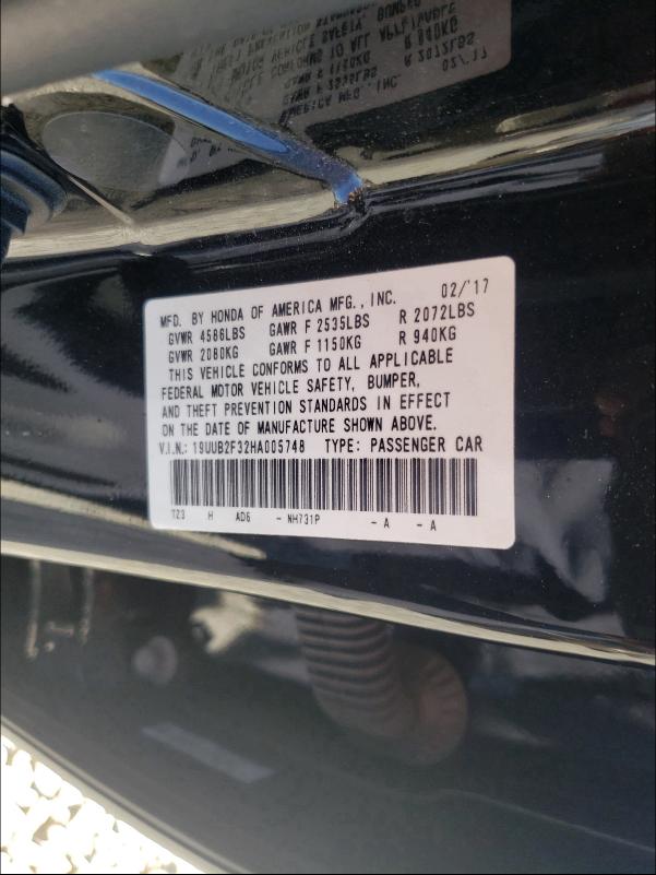 2017 ACURA TLX 19UUB2F32HA005748