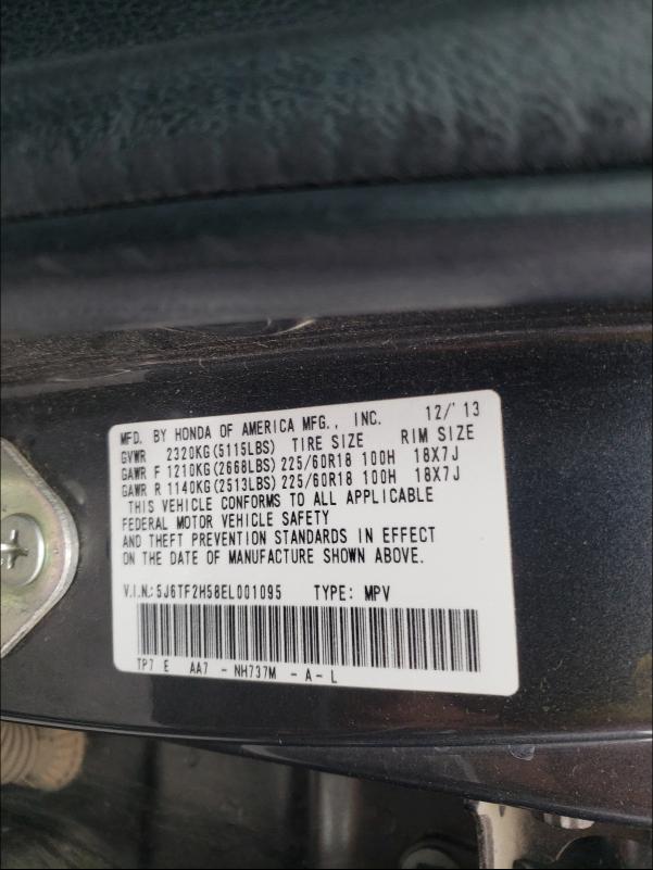 2014 HONDA CROSSTOUR 5J6TF2H58EL001095