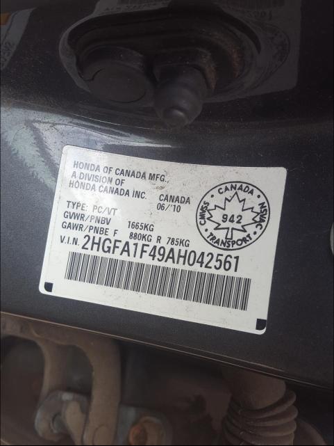 2HGFA1F49AH042561 Honda Civic Dx-G 2010. Фото: 9