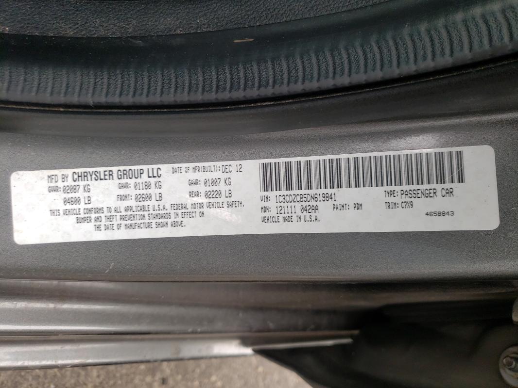 2013 DODGE AVENGER SX 1C3CDZCB5DN619841