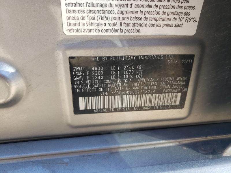 2011 SUBARU LEGACY 3.6 4S3BMDK68B2238224