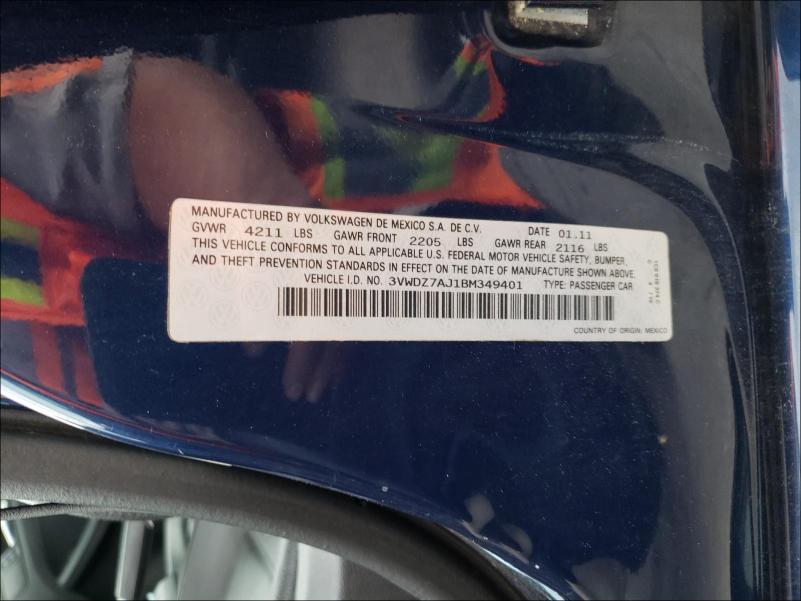 2011 VOLKSWAGEN JETTA SE 3VWDZ7AJ1BM349401