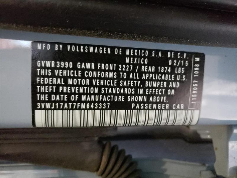 2015 VOLKSWAGEN BEETLE 1.8 3VWJ17AT7FM643337