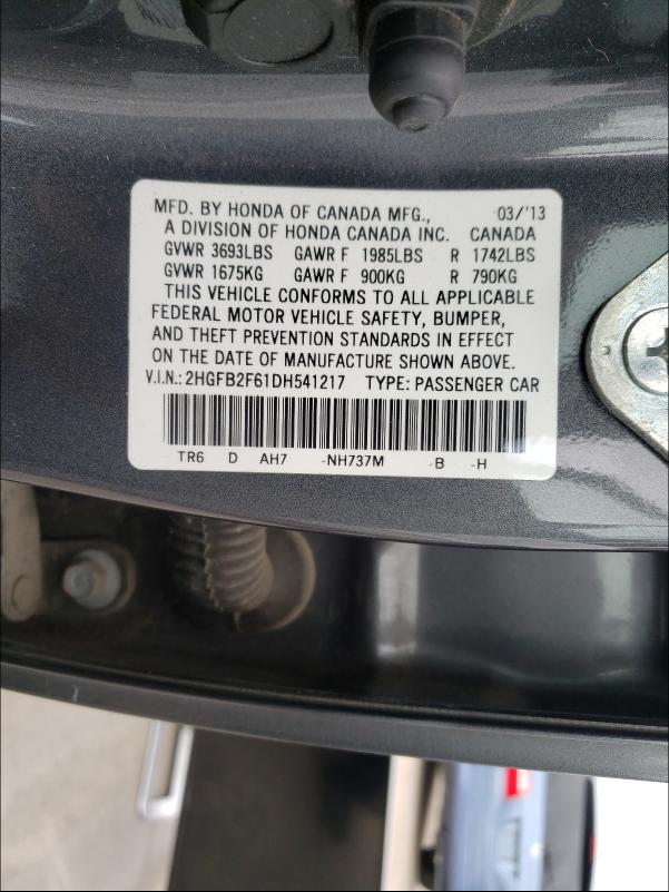 2013 HONDA CIVIC HF 2HGFB2F61DH541217