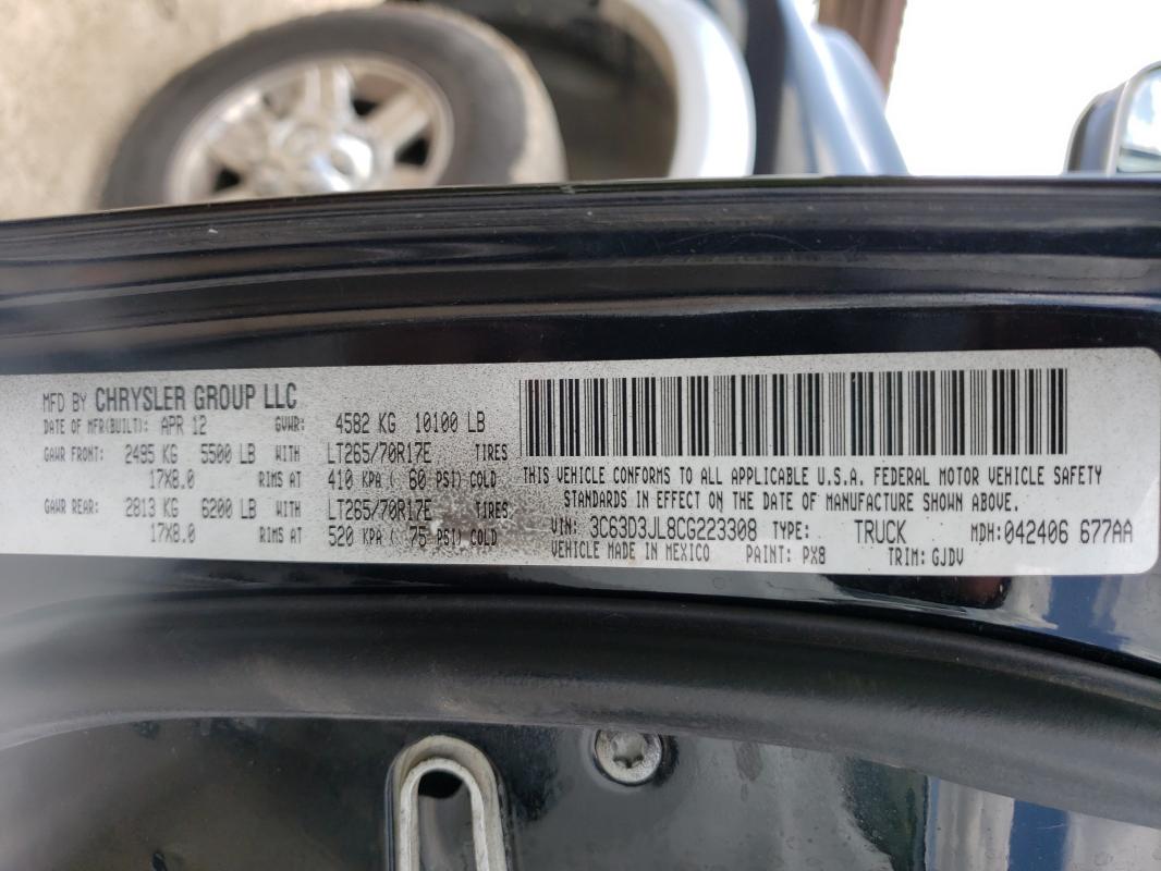 2012 DODGE RAM 3500 L 3C63D3JL8CG223308