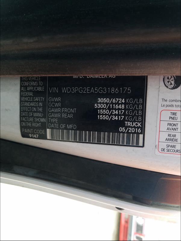 2016 MERCEDES-BENZ METRIS WD3PG2EA5G3186175